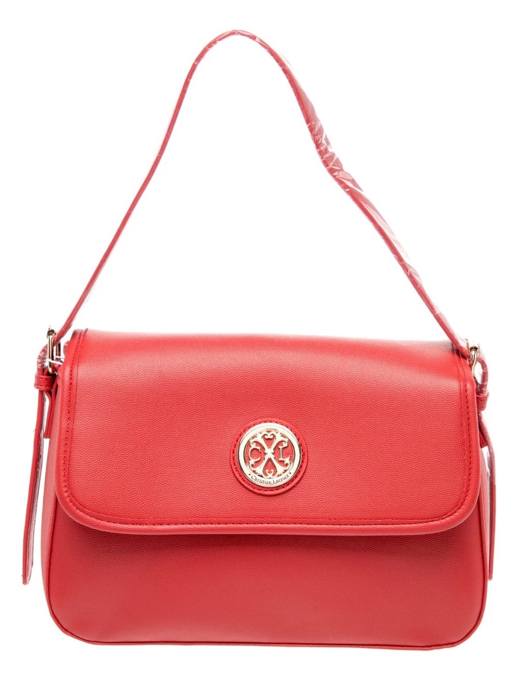 INSP. Christian Lacroix Coral-Red Shoulder Bag with Gold Logo